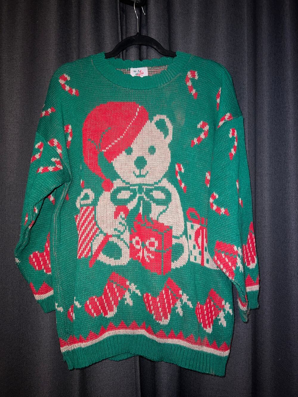 Ugly Christmas Sweater Xmas Size Large Vintage Bear